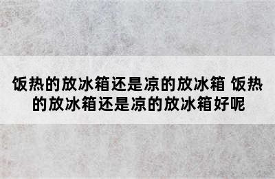 饭热的放冰箱还是凉的放冰箱 饭热的放冰箱还是凉的放冰箱好呢